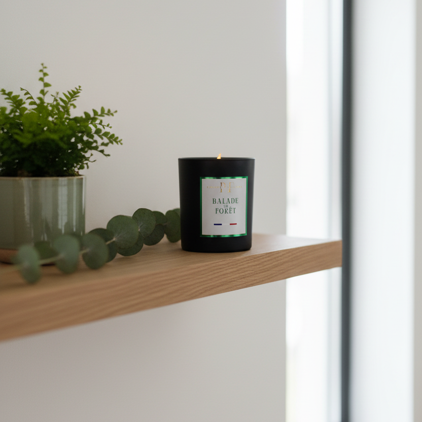 Bougie Balade en Forêt – mise en scène intérieur