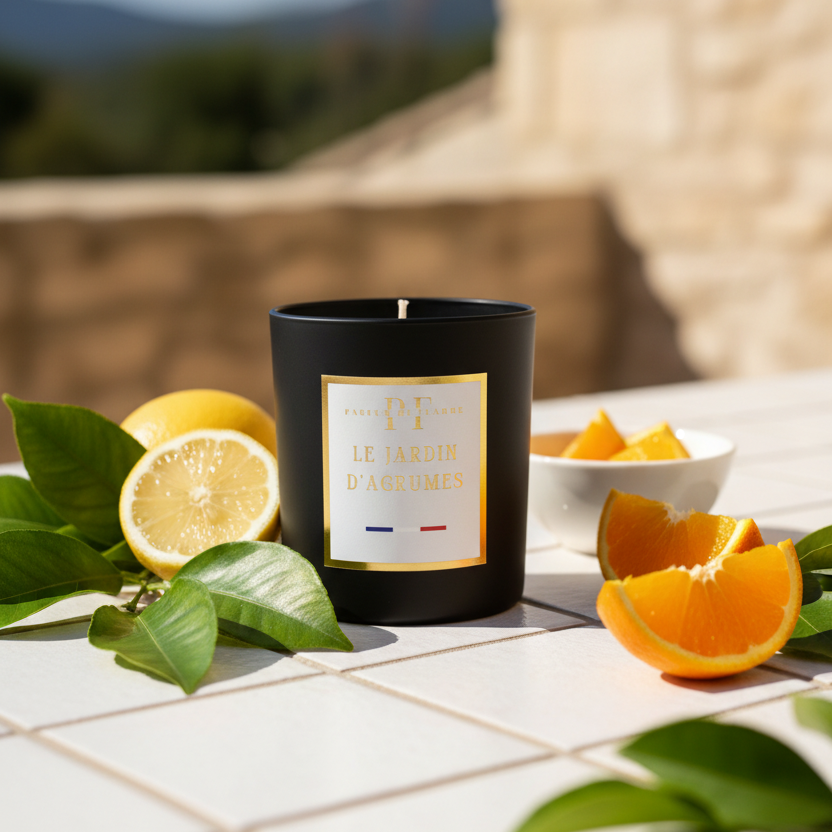 Bougie Le Jardin d'Agrumes – mise en scène